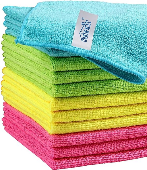 HOMEXCEL Microfiber Cleaning Cloth,12 Pack Cleaning Rag,Cleaning Towels with 4 Color Assorted,11.5"X11.5"